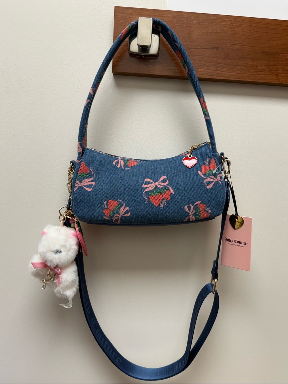 JUICY COUTURE STRAWBERRY FESTIVAL SHOULDER BAG DENIM MULTI/NWT/69.00